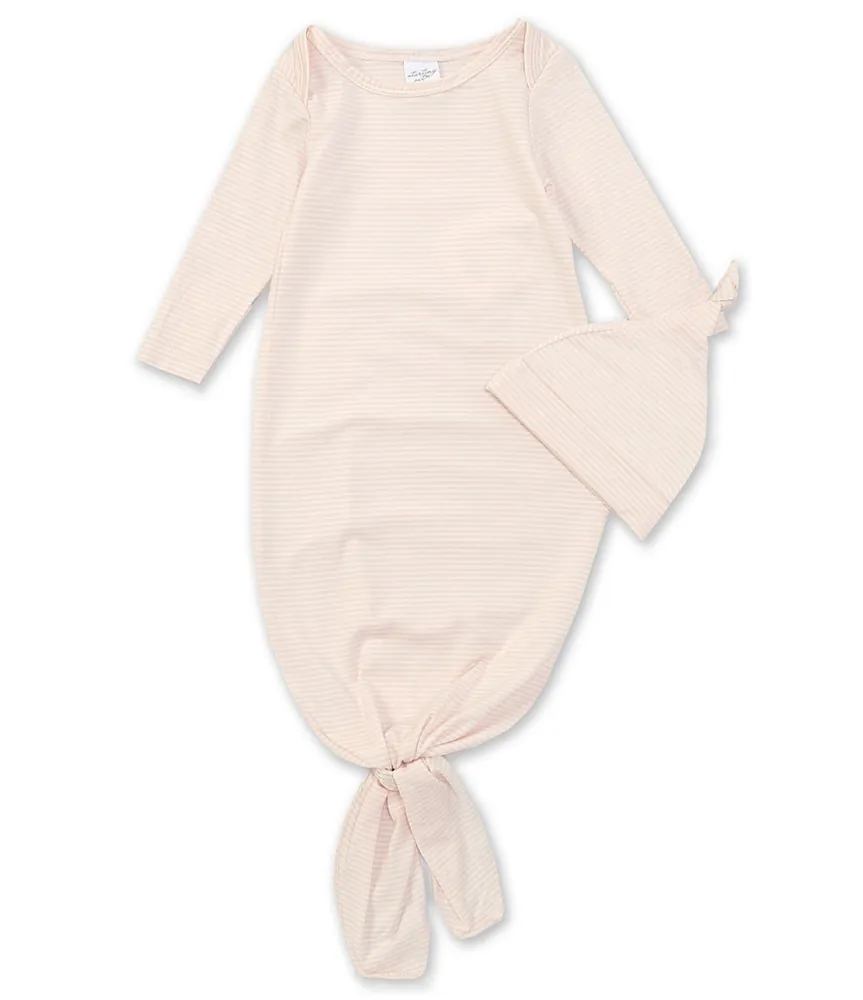 Starting Out Baby Girls Newborn-6 Months Long-Sleeve Stripe Knotted Gown