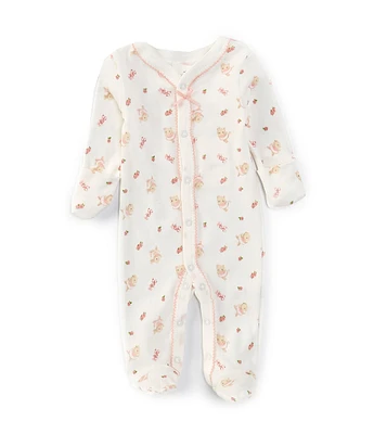 Starting Out Baby Girls Newborn-9 Months Round Neck Long Sleeve Ballet Print Footie Coverall