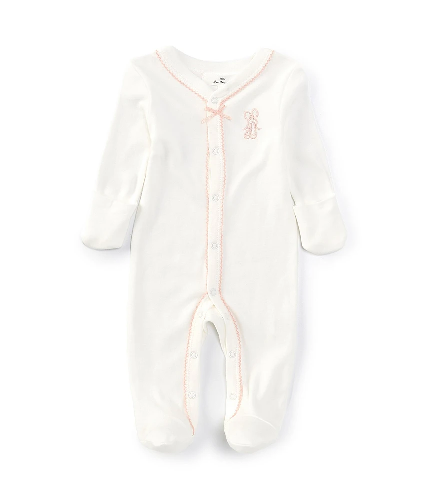 Starting Out Baby Girls Newborn-9 Months Round Neck Long Sleeve Embroidered Ballet Coverall