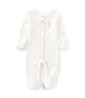 Starting Out Baby Girls Newborn-9 Months Round Neck Long Sleeve Embroidered Ballet Coverall