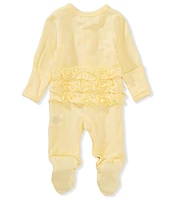 Starting Out Baby Girls Long Sleeve Ruffle Footie Coverall & Matching Bow Headband Set