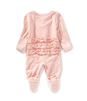 Starting Out Baby Girls Stripe Long Sleeve Ruffle Footie Coverall & Matching Bow Headband Set