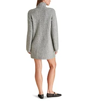 Steve Madden Abbie Metallic Knit Turtleneck Long Sleeve Mini Sweater Dress