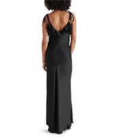 Steve Madden Adalina V-Neck Sleeveless Tie Strap Ruffle Maxi Dress