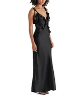 Steve Madden Adalina V-Neck Sleeveless Tie Strap Ruffle Maxi Dress