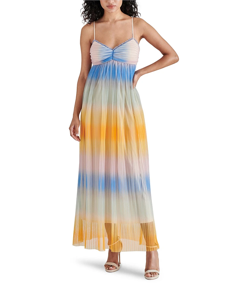 Steve Madden Aja Ombre Print Sweetheart Neck Sleeveless Maxi Dress