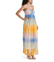 Steve Madden Aja Ombre Print Sweetheart Neck Sleeveless Maxi Dress