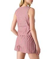 Steve Madden Aliza Stripe Tie Front Poplin Vest Top