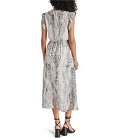 Steve Madden Allegra Snake Print Split Neck Sleeveless Midi Dress