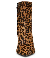 Steve Madden Alston-L Leopard Print Calf Hair Pointed Toe Dress Booties