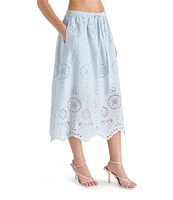 Steve Madden Anaisa Coordinating Eyelet Scallop Hem Midi Skirt