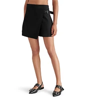 Steve Madden Arie Stretch Twill Front Wrap Buckle Mini Skort