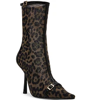 Steve Madden Ashlin Leopard Print Mesh Pointed Toe Booties