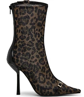 Steve Madden Ashlin Leopard Print Mesh Pointed Toe Booties