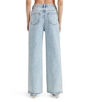 Steve Madden Avaline Denim Rhinestone High Rise Wide Leg Jeans