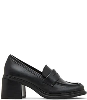 Steve Madden Baxter Leather Block Heel Penny Loafers