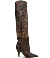 Steve Madden Bellamie Distressed Leather Slouchy Knee High Boots