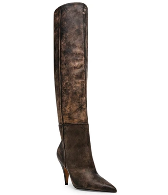 Steve Madden Bellamie Distressed Leather Slouchy Knee High Boots