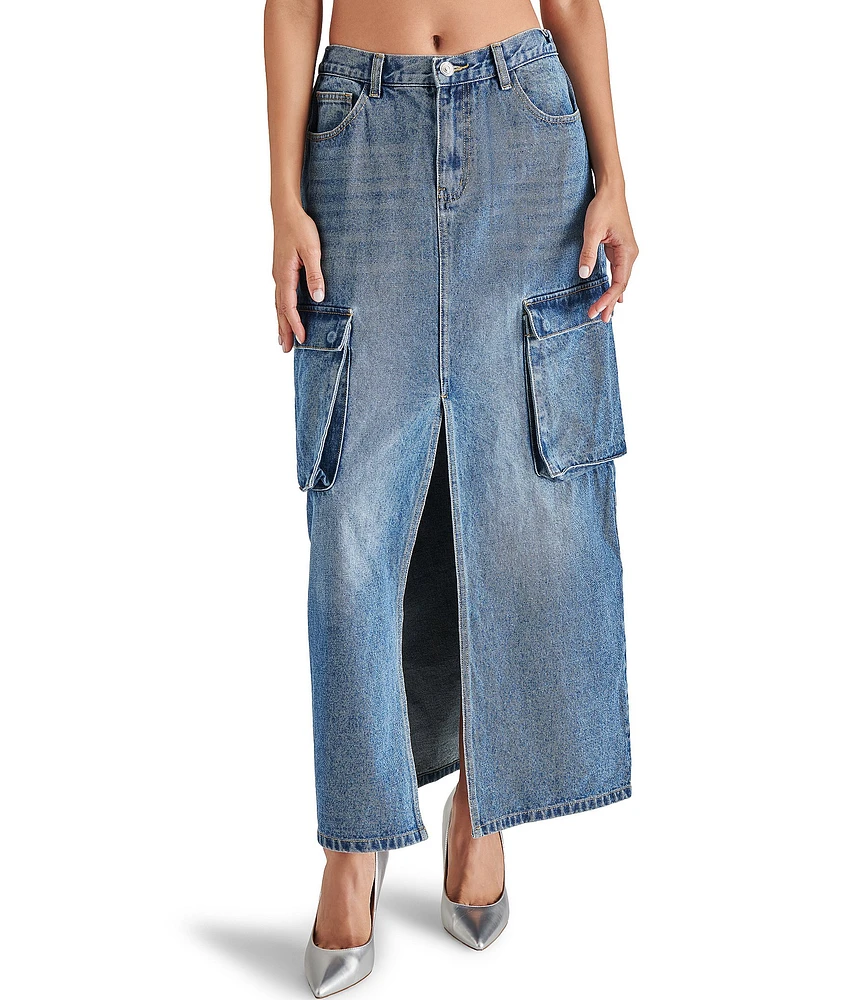 Steve Madden Benson Denim Cargo Maxi Skirt