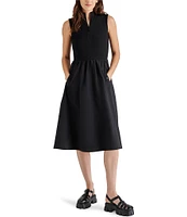 Steve Madden Berlin Mock Neck Half Zip Sleeveless Dress