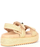 Steve Madden Big Mona Raffia Buckle Detail Platform Sandals