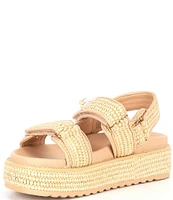 Steve Madden Big Mona Raffia Buckle Detail Platform Sandals