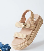 Steve Madden Big Mona Raffia Buckle Detail Platform Sandals