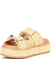 Steve Madden Bigschmona Raffia Platform Slide Sandals