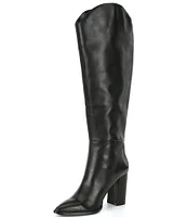 Steve Madden Bixby Leather Western Inspired Block Heel Tall Boots