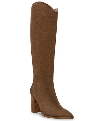 Steve Madden Bixby Suede Western Block Heel Tall Boots