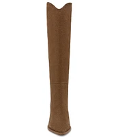 Steve Madden Bixby Suede Western Block Heel Tall Boots