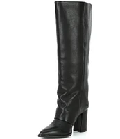 Steve Madden Brailey Leather Foldover Buckle Strap Tall Boots