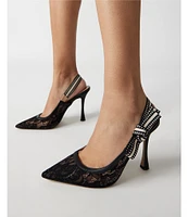 Steve Madden Bri Lace Pointed Toe Slingback Pumps