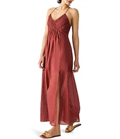 Steve Madden Brianna V-Neck Halter Top Smocked Maxi Dress