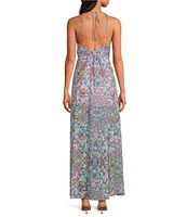 Steve Madden Brianna Printed Halter Sleeveless Maxi Dress