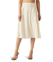 Steve Madden Brooklyn Godet Detail Linen-Blend Coordinating Midi Skirt