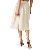 Steve Madden Brooklyn Godet Detail Linen-Blend Coordinating Midi Skirt
