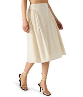 Steve Madden Brooklyn Godet Detail Linen-Blend Coordinating Midi Skirt