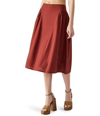 Steve Madden Brooklyn Godet Detail Linen-Blend Coordinating Midi Skirt