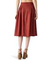 Steve Madden Brooklyn Godet Detail Linen-Blend Coordinating Midi Skirt