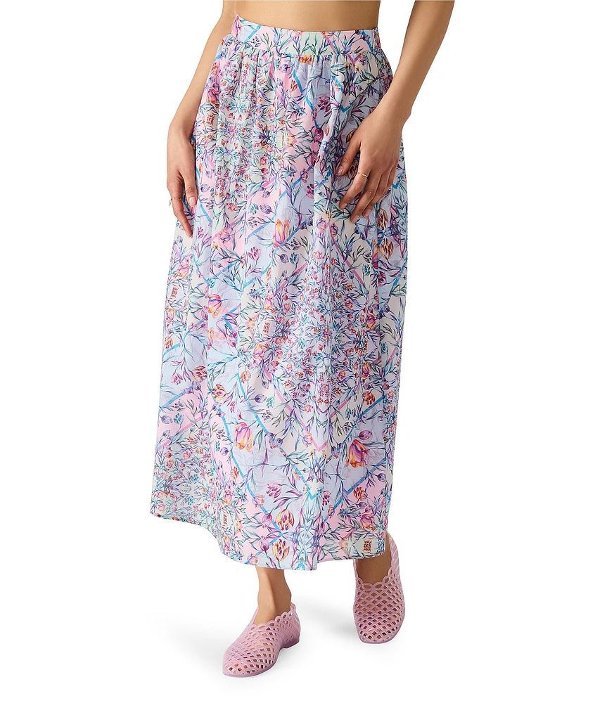 Steve Madden Carly Printed Elastic Waist Midi Skirt