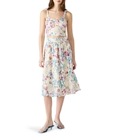 Steve Madden Carlynn Floral Print Sweetheart Neckline Cropped Bustier Top