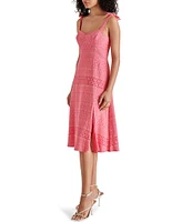 Steve Madden Carlynn Sweetheart Neck Tie Strap Sleeveless Eyelet Midi Dress