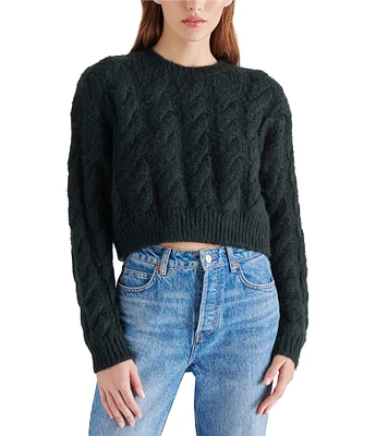 Steve Madden Ceronne Brushed Cable Knit Crew Neck Long Sleeve Sweater