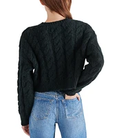 Steve Madden Ceronne Brushed Cable Knit Crew Neck Long Sleeve Sweater