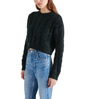 Steve Madden Ceronne Brushed Cable Knit Crew Neck Long Sleeve Sweater