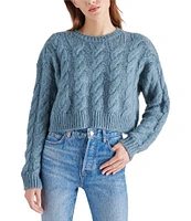 Steve Madden Ceronne Brushed Cable Knit Crew Neck Long Sleeve Sweater