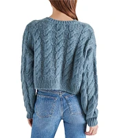 Steve Madden Ceronne Brushed Cable Knit Crew Neck Long Sleeve Sweater