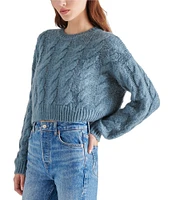 Steve Madden Ceronne Brushed Cable Knit Crew Neck Long Sleeve Sweater