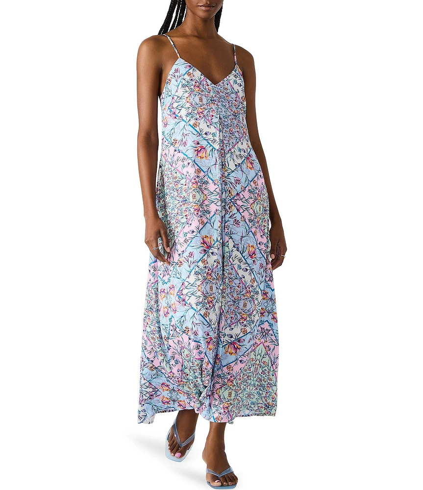 Steve Madden Chase Floral Print V-Neck Maxi Dress